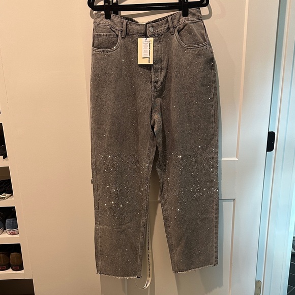 Mars The Label- Grey Rhinestone Jeans - Picture 1 of 5